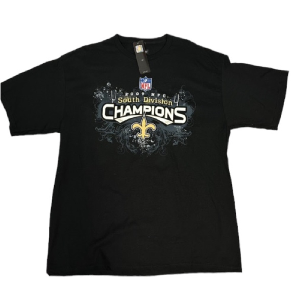 Vintage NFL New Orleans Saints Black Unisex 2009 Championship Shirt Size L NWT